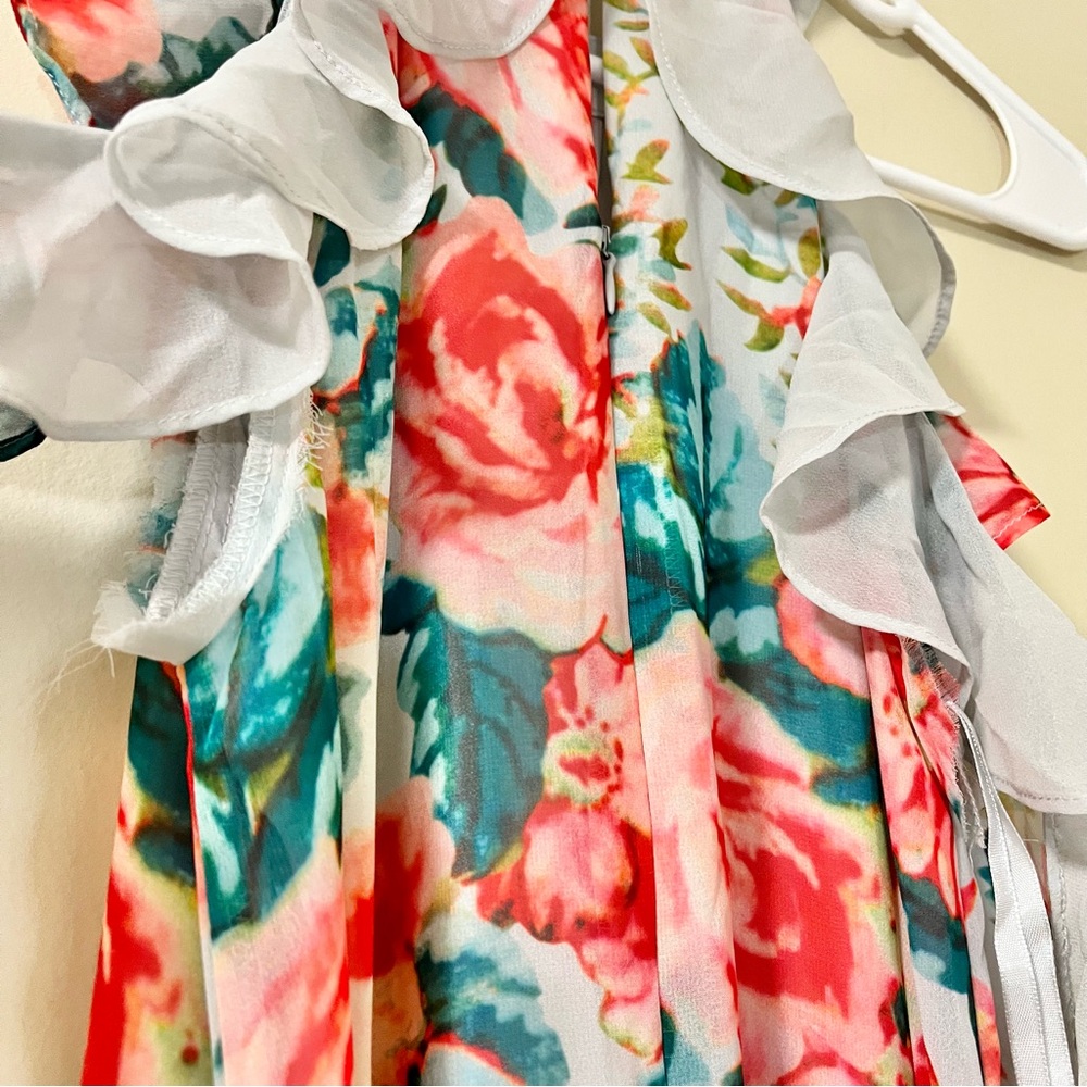 PL Gianni bini cold shoulder Floral maxi dress Size XS (Sleeves Altered) - Picture 7 of 14